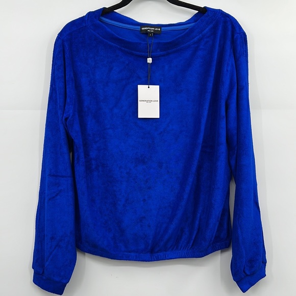 🆕Generation Love Alyssa Terry Sweatshirt Cobalt Blue - Picture 2 of 11